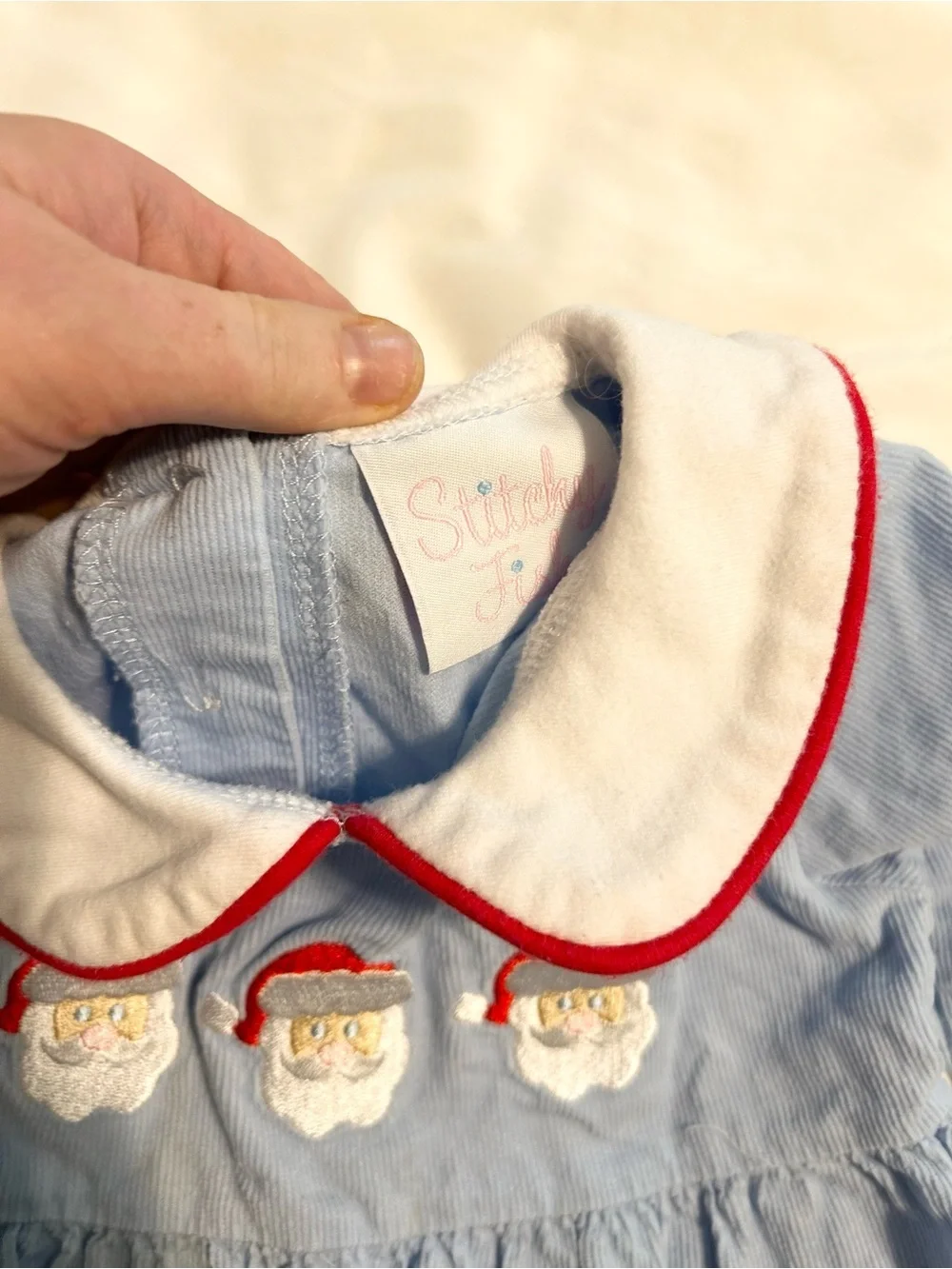 Blue Corduroy Santa Leggings Set